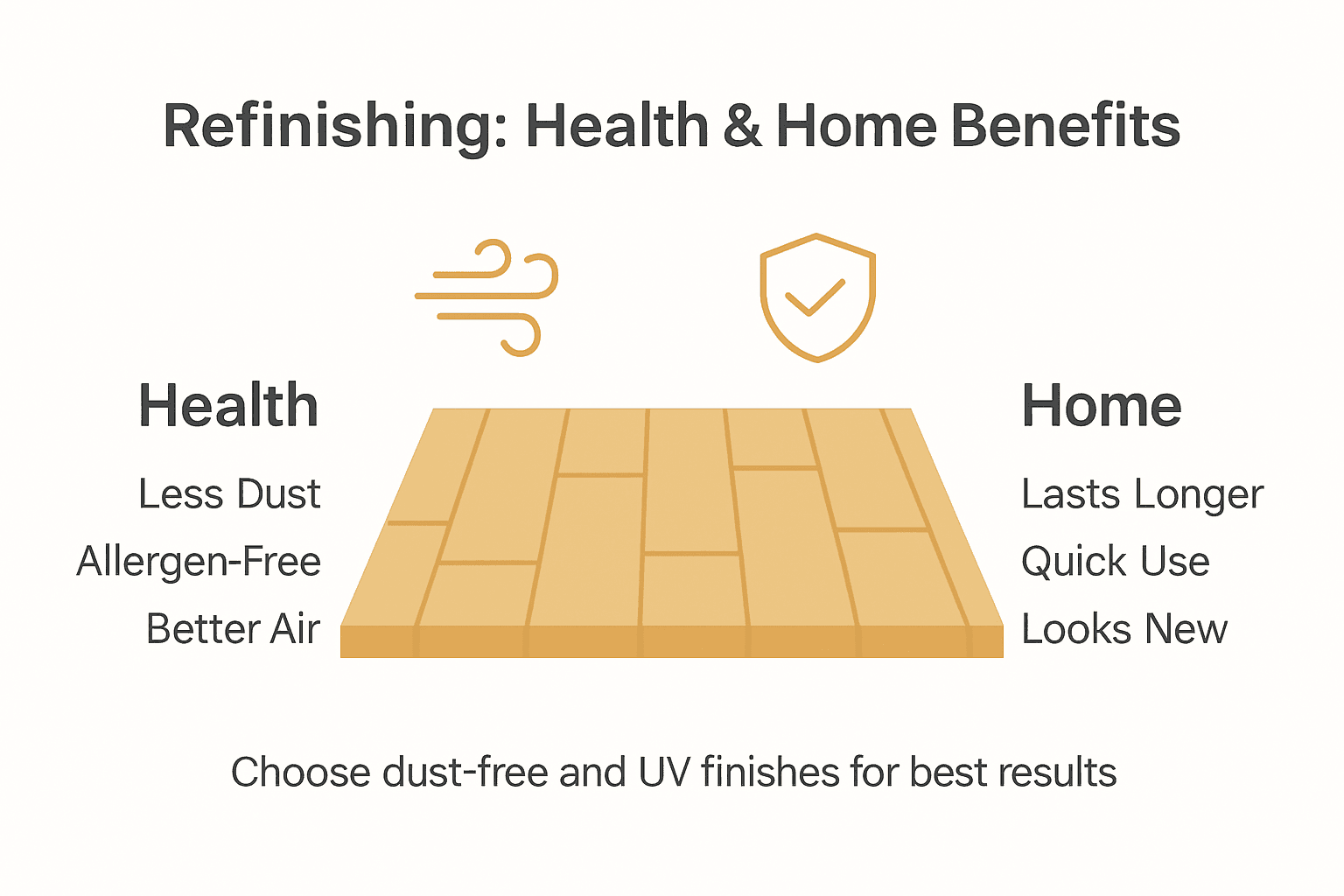 Infographic showing refinishing health and home benefits