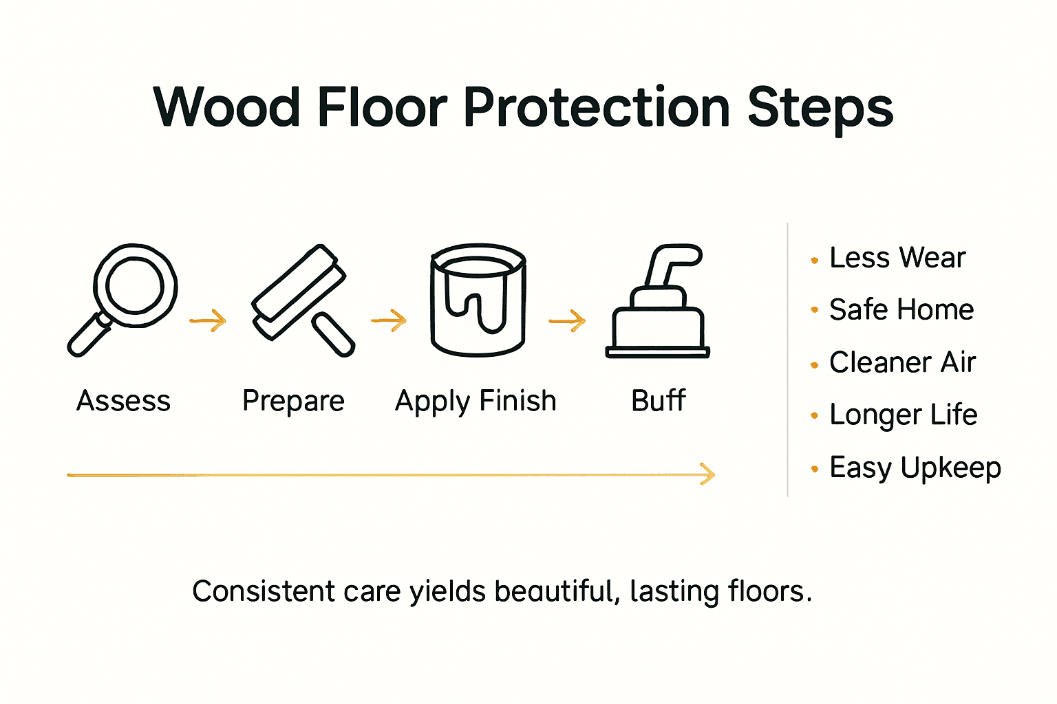 Infographic showing wood floor protection steps and benefits