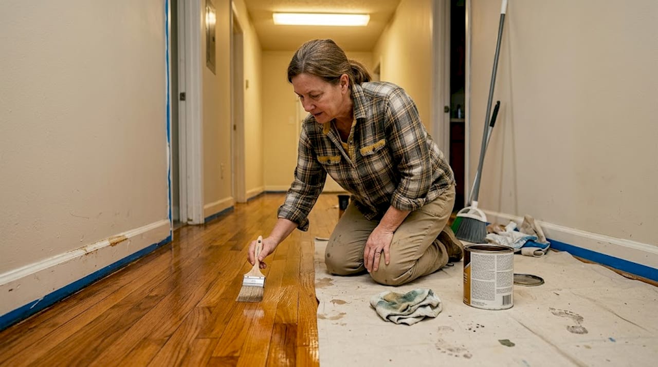 Applying water-based finish to wood floor