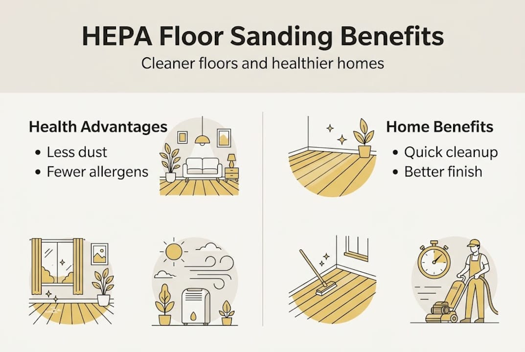 Infographic of HEPA sanding health and home benefits