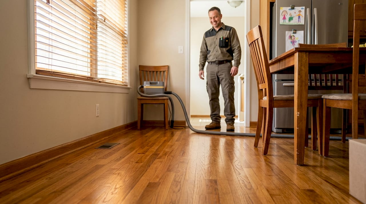 Dustless sanding machine used on hardwood floor