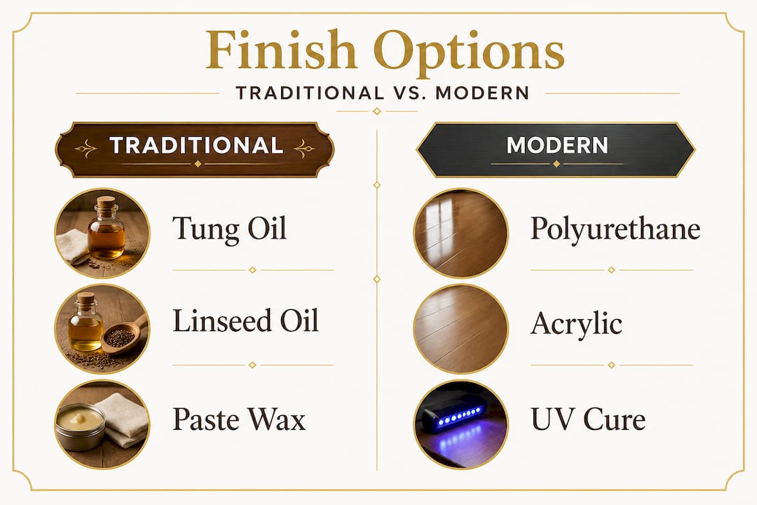 Infographic comparing wood floor finish options