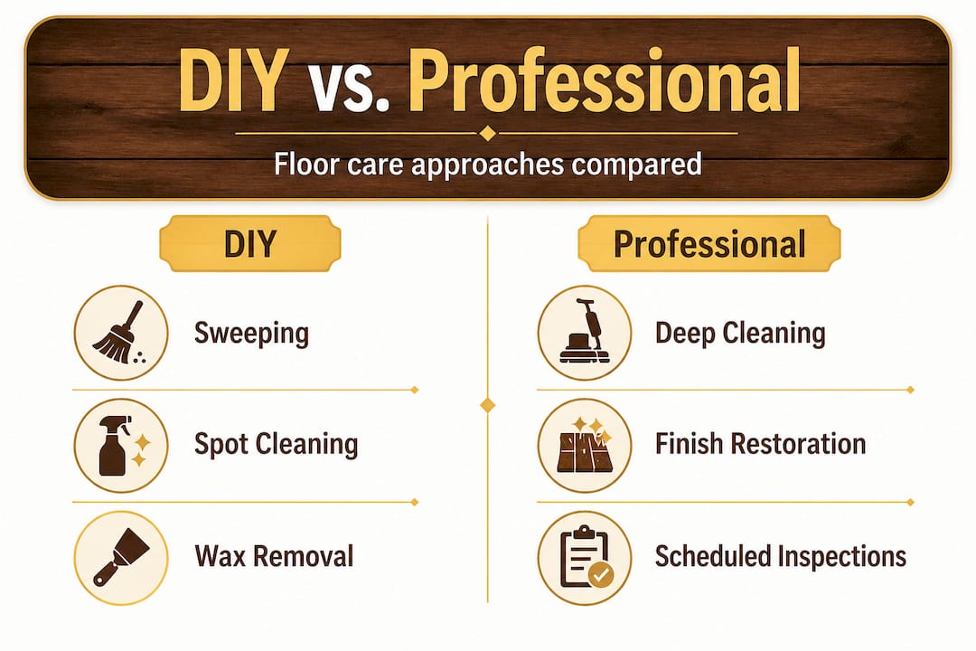 Infographic comparing DIY and professional floor maintenance