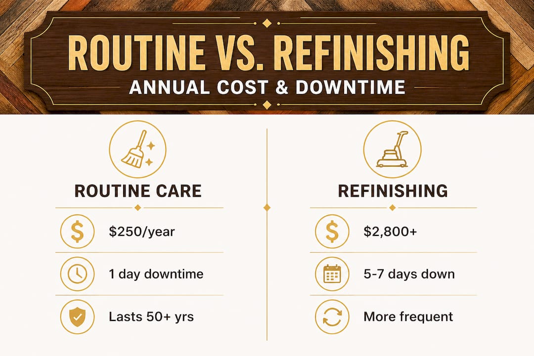 Infographic comparing floor care costs and downtime