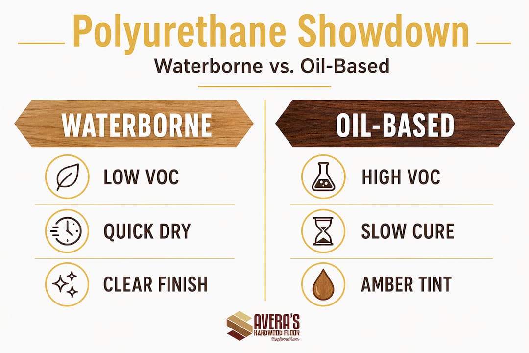 Infographic comparing waterborne and oil-based polyurethane