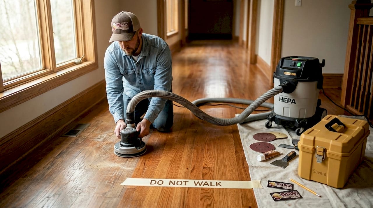 Refinisher using dustless sanding machine
