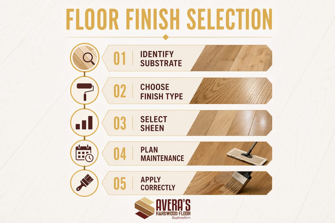 Infographic showing steps to choose floor finish