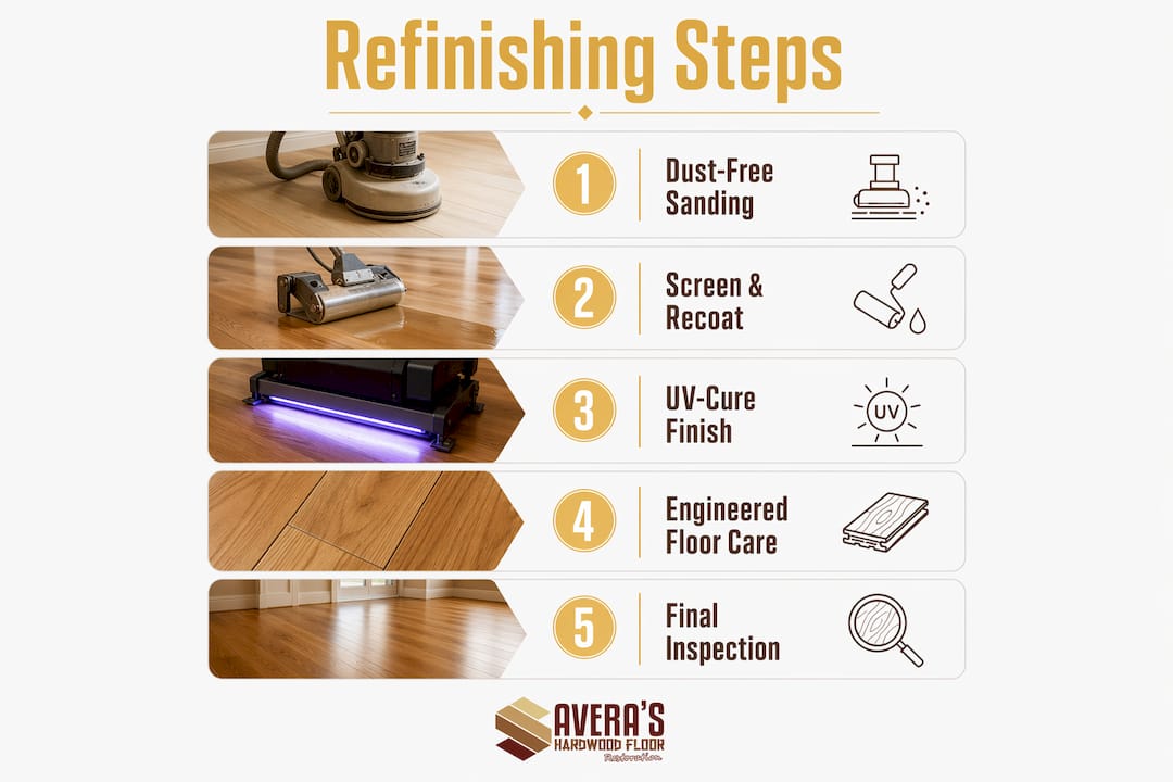 Infographic showing steps of modern refinishing process