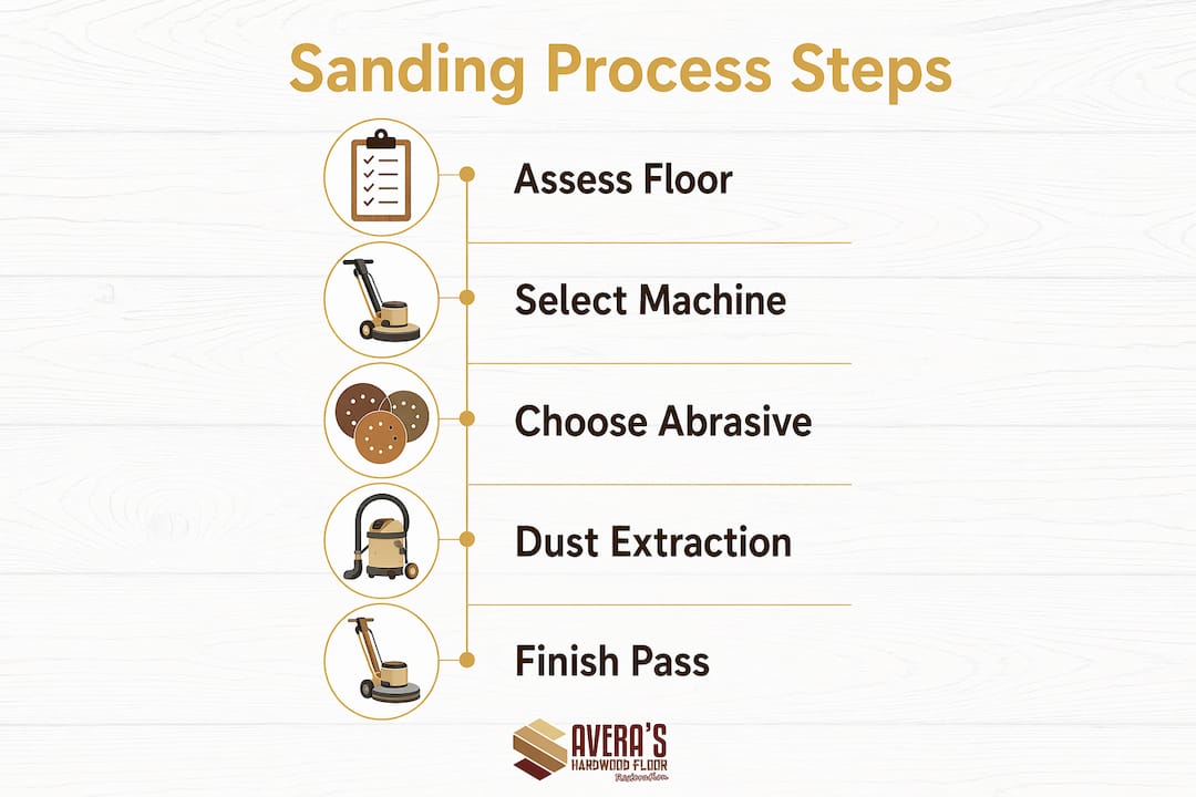 Infographic outlining sanding process steps