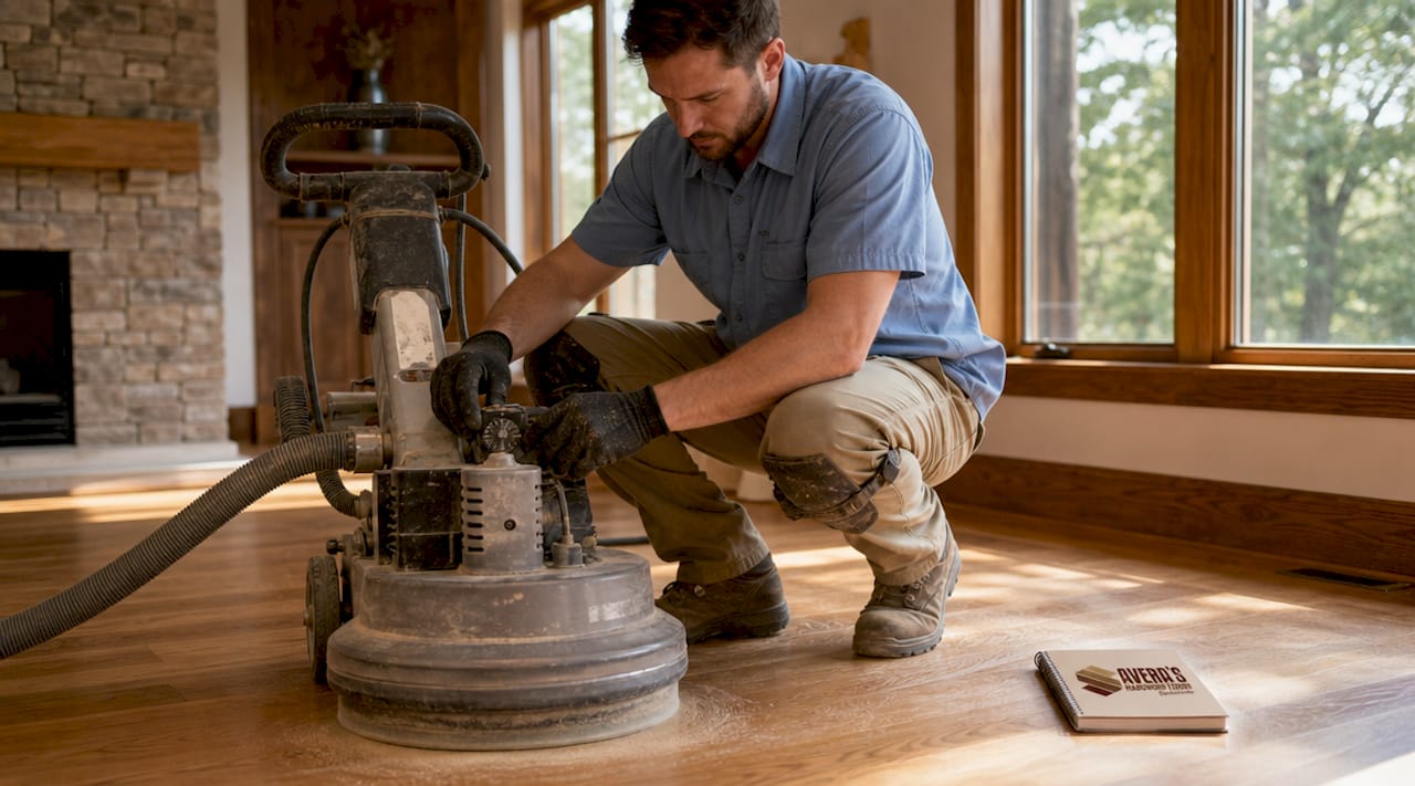 Technician adjusting dustless sanding machine controls