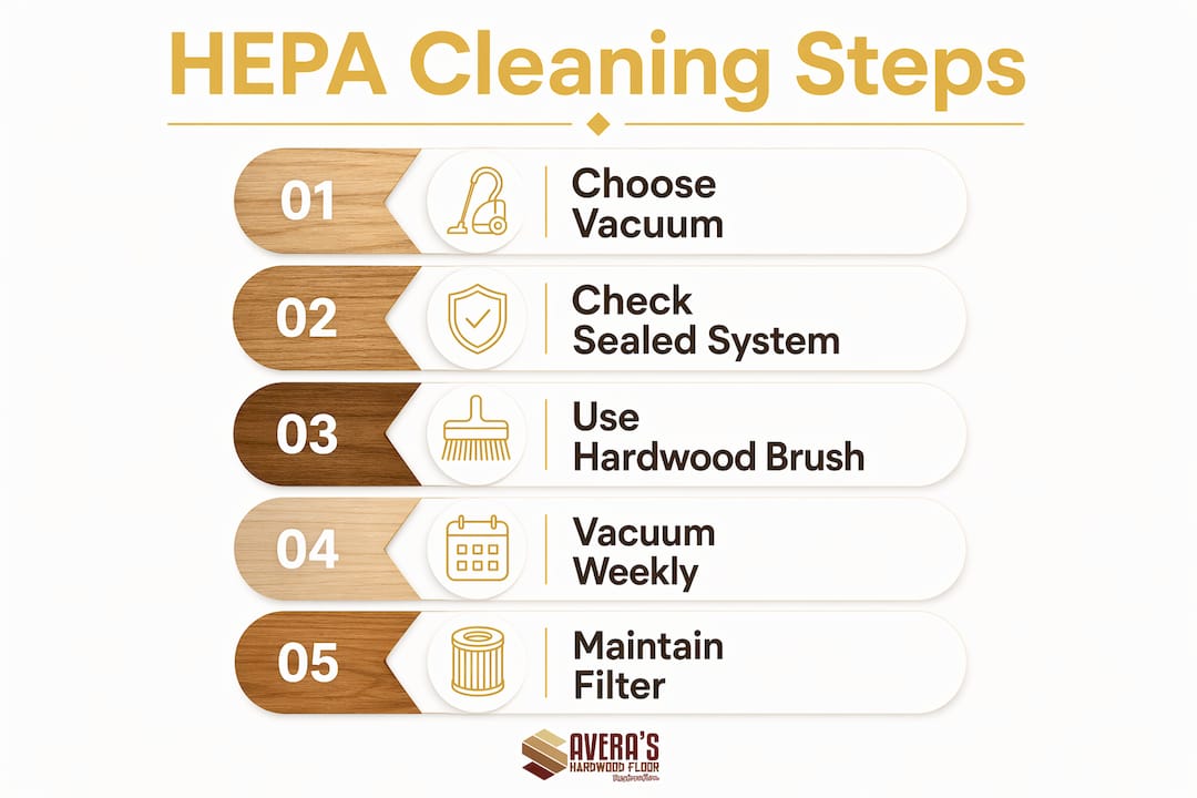 Infographic showing HEPA filtration cleaning steps