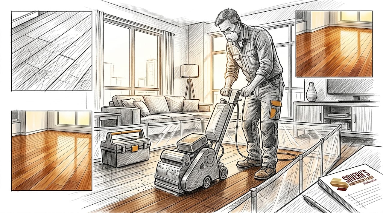 Technician using dustless sanding machine