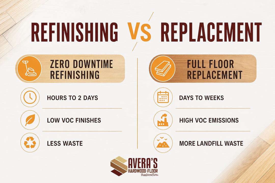 Infographic comparing refinishing and replacement