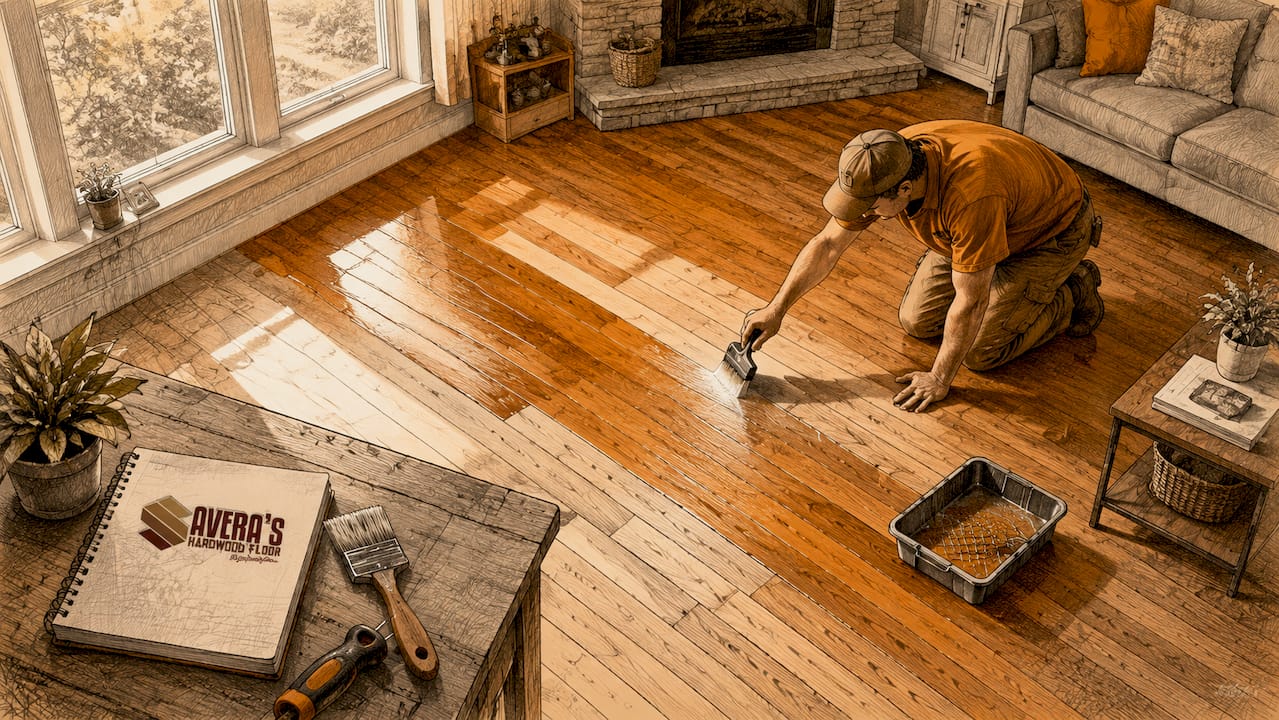 Applying water-based polyurethane to hardwood floor