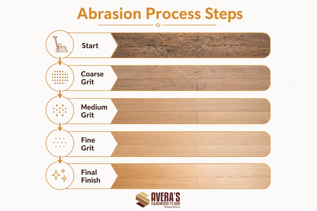 Infographic showing abrasion sanding steps
