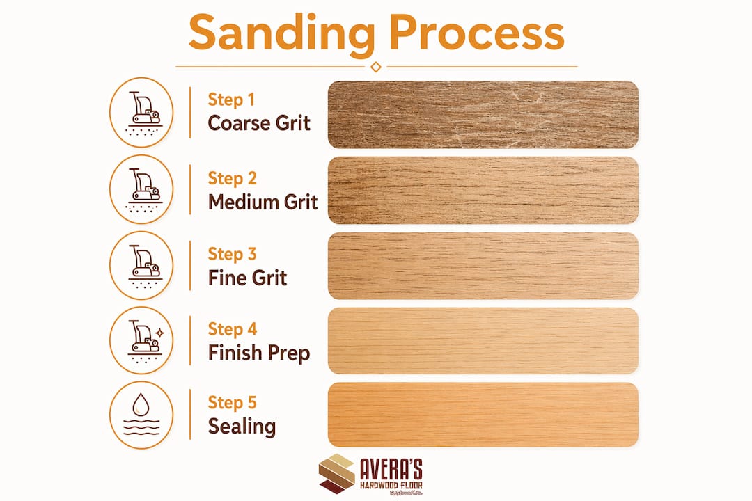Infographic showing dust-free sanding process steps