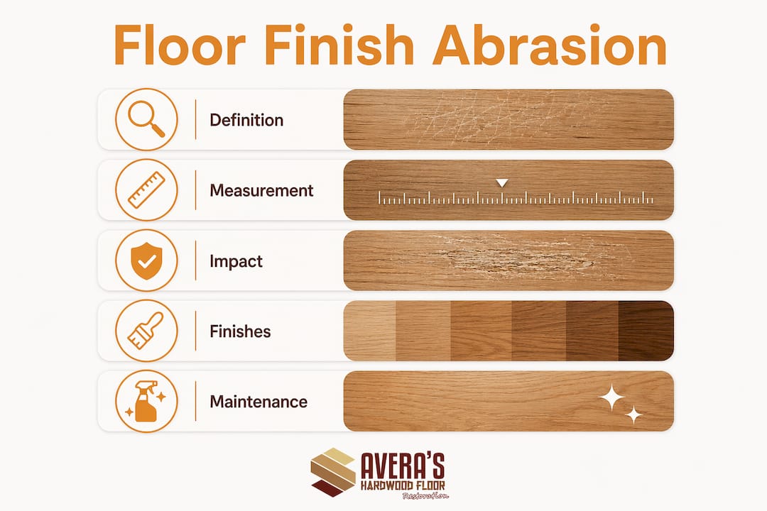 Infographic showing floor finish abrasion overview with key points