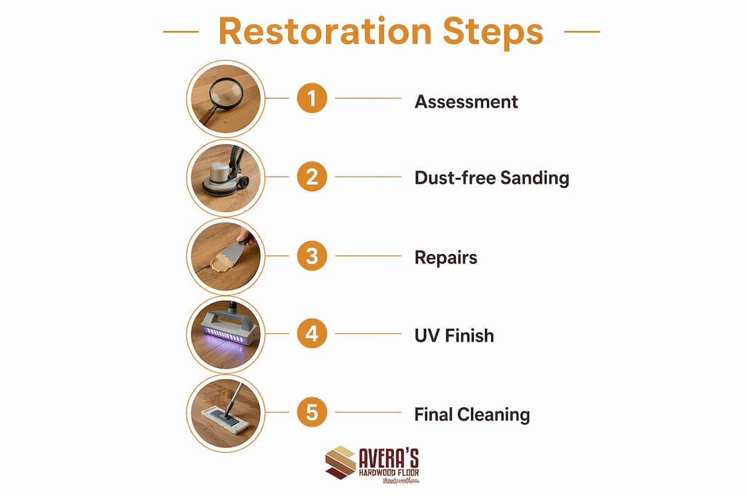 Infographic showing key steps of historic floor restoration