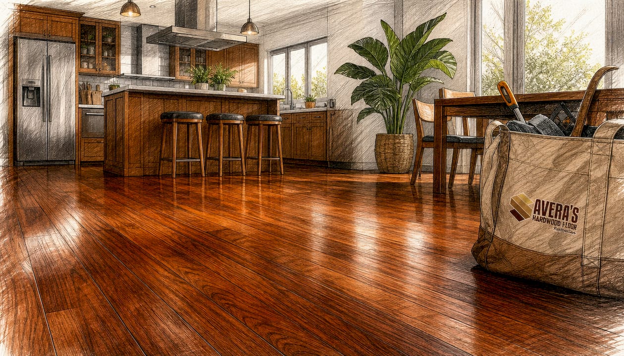 Beautifully refinished hardwood floor bright natural light