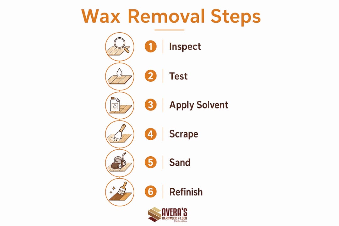 Infographic showing step-by-step wax removal process