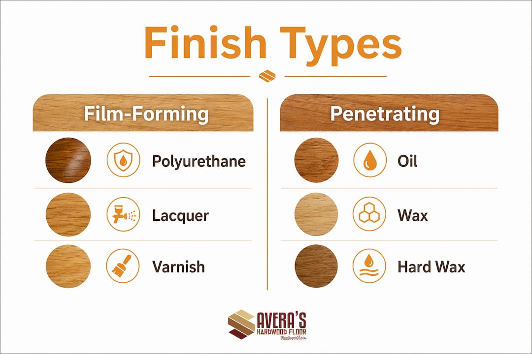 Infographic comparing film-forming vs. penetrating floor finishes