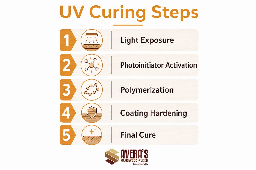 Infographic illustrating UV curing steps