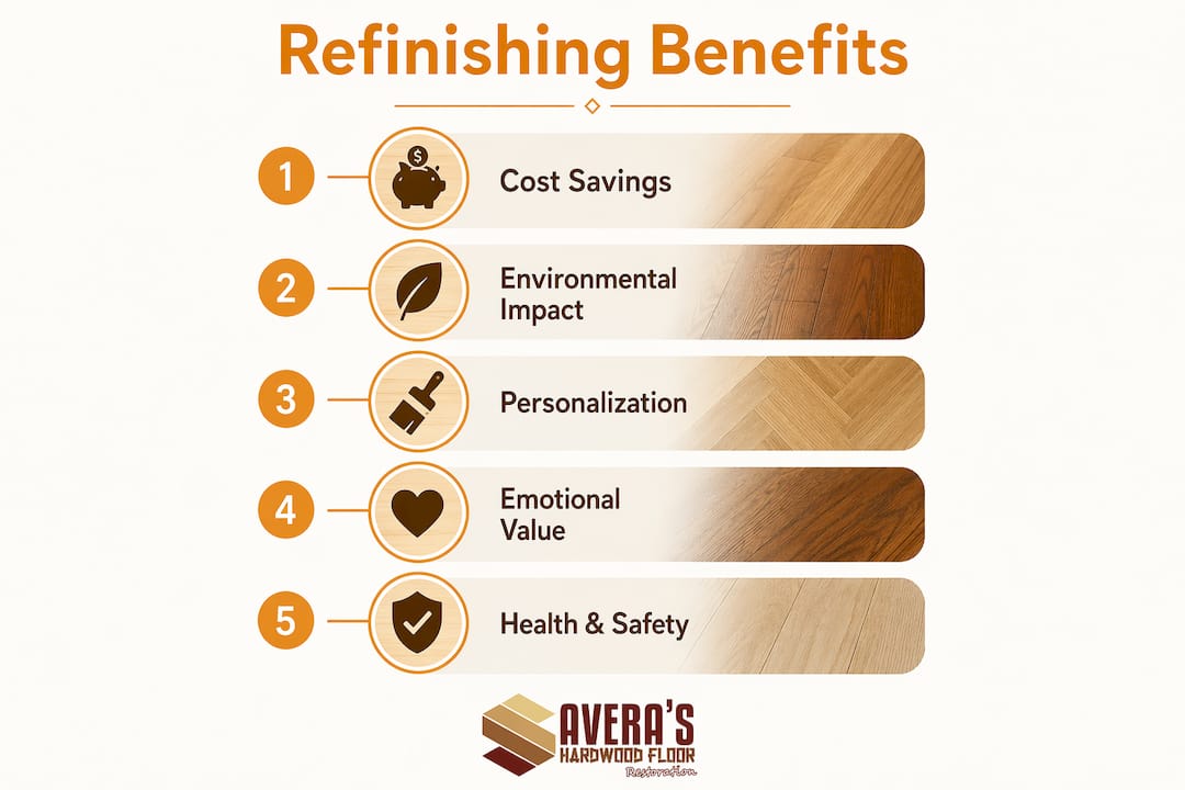 Infographic showing key benefits of modern refinishing