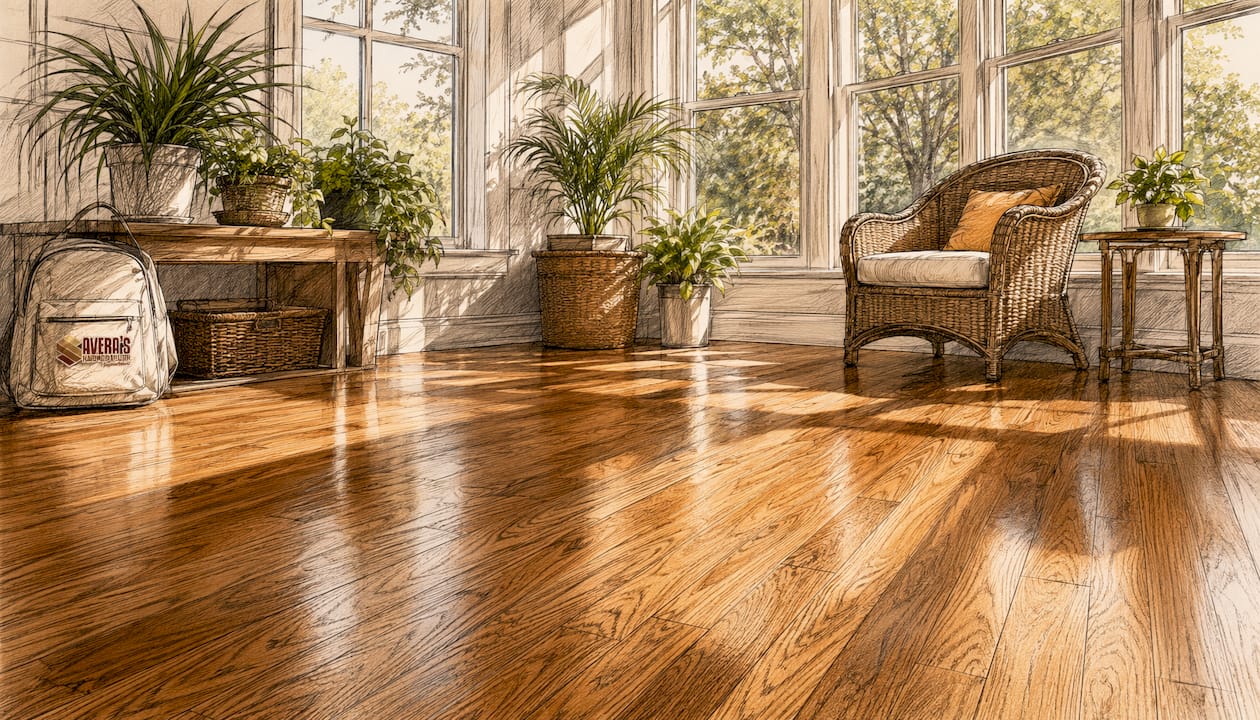 Bright beautiful refinished hardwood floor