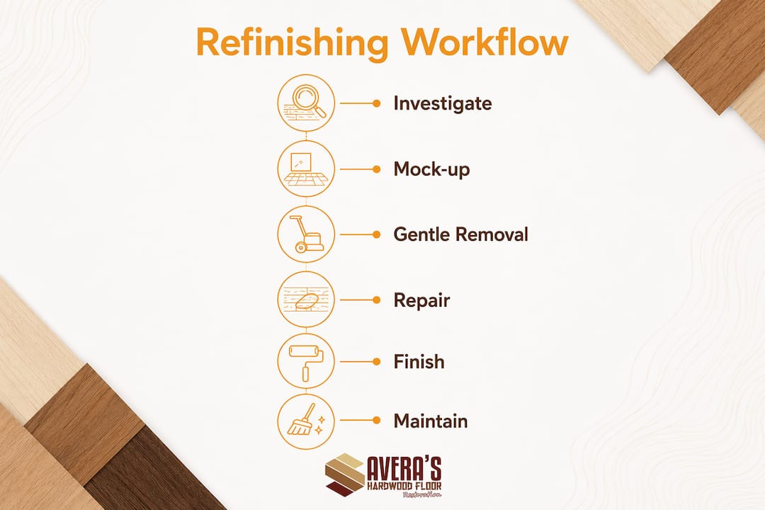 Infographic showing refinishing workflow steps