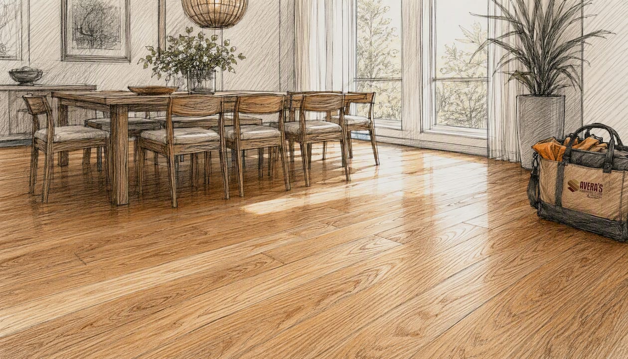 Beautiful refinished hardwood floor after dust-free sanding