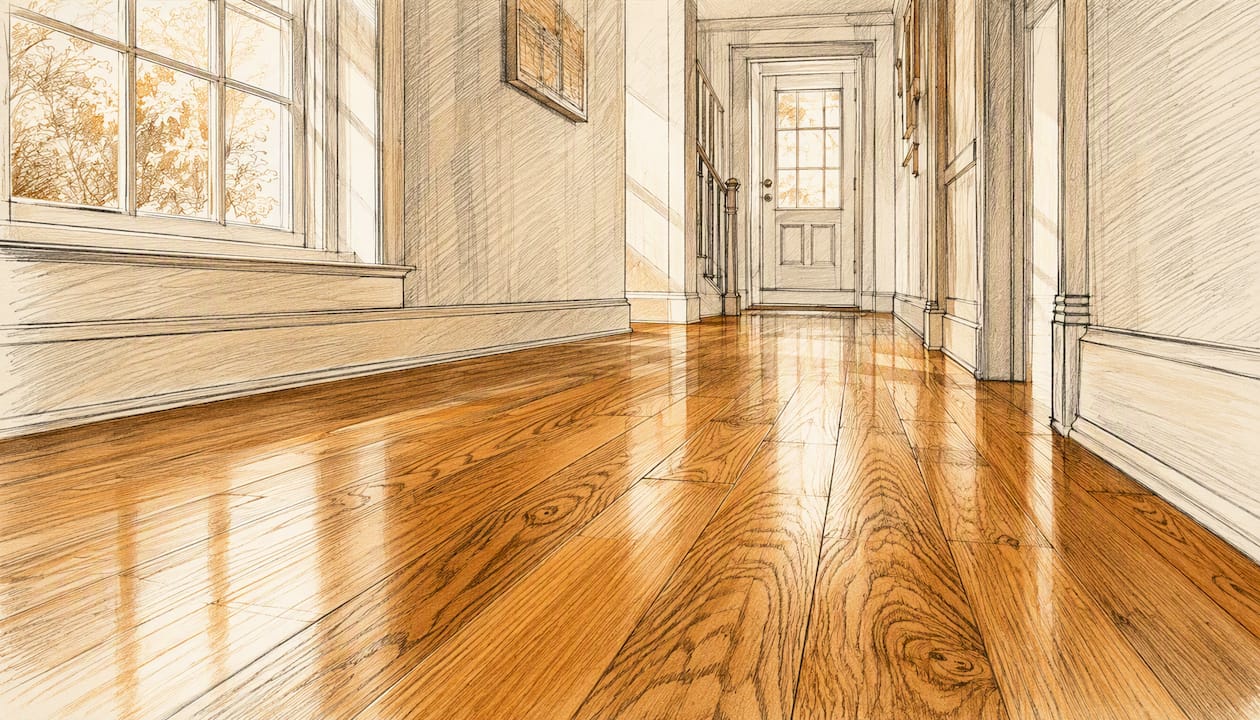 Close-up of warm UV-cured hardwood floor finish