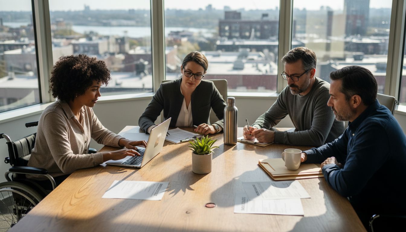 Diverse team at hiring meeting