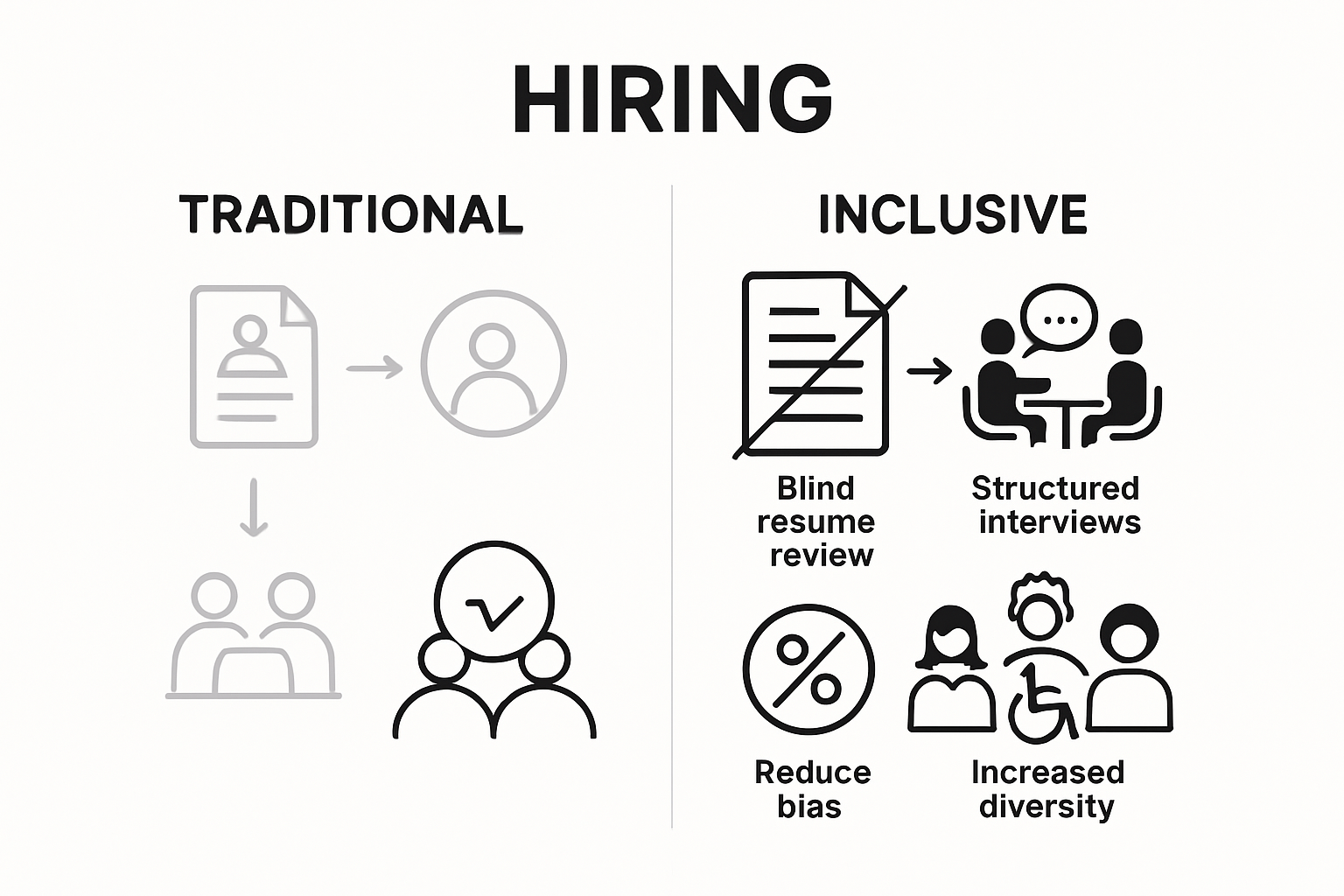 Comparison of traditional versus inclusive hiring