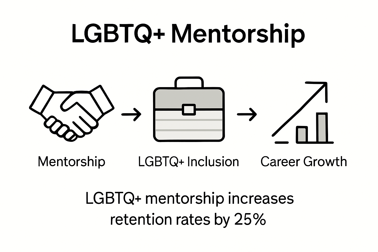 Infographic showing LGBTQ mentorship benefits process