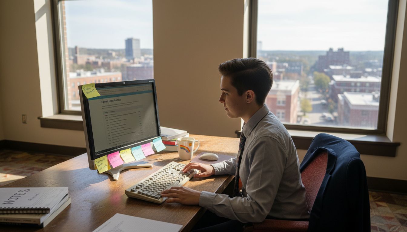 LGBTQ graduate searching job postings in office