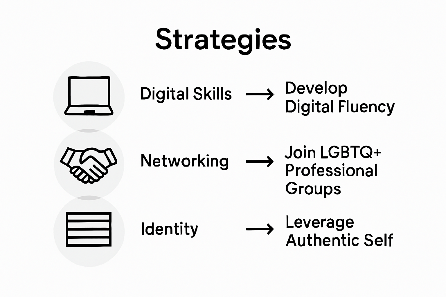 Infographic showing LGBTQ grad job success keys