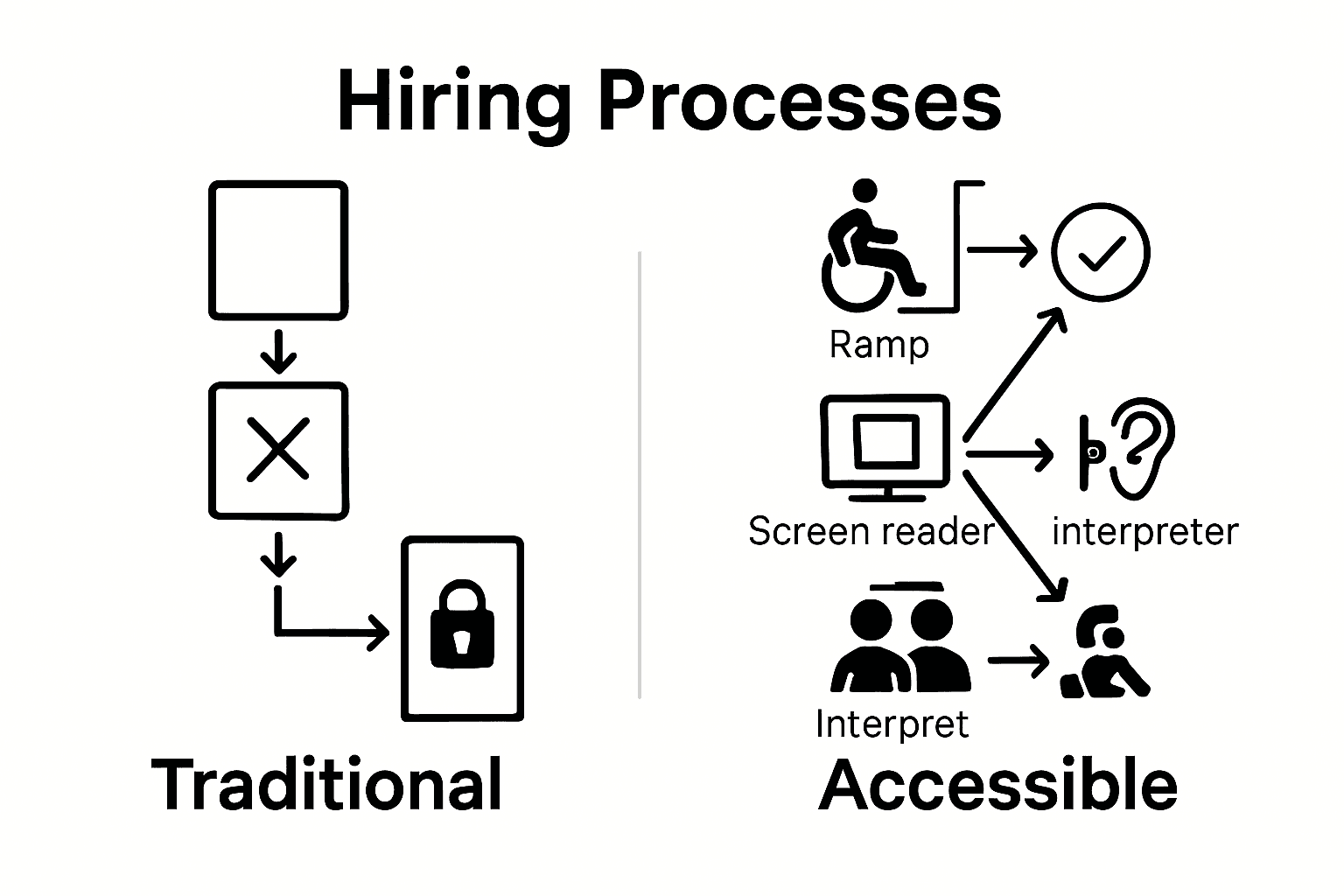 Traditional versus accessible hiring infographic
