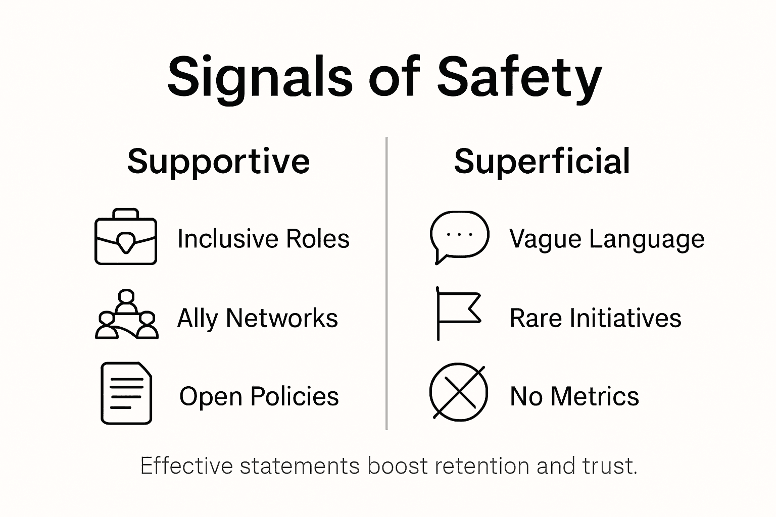 Infographic on LGBTQ+ safety signals in workplaces