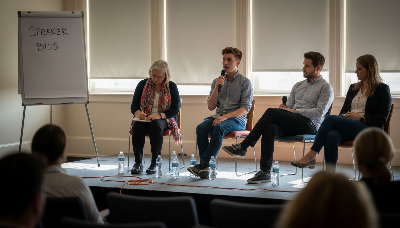 Panel of diverse LGBTQ speakers at event