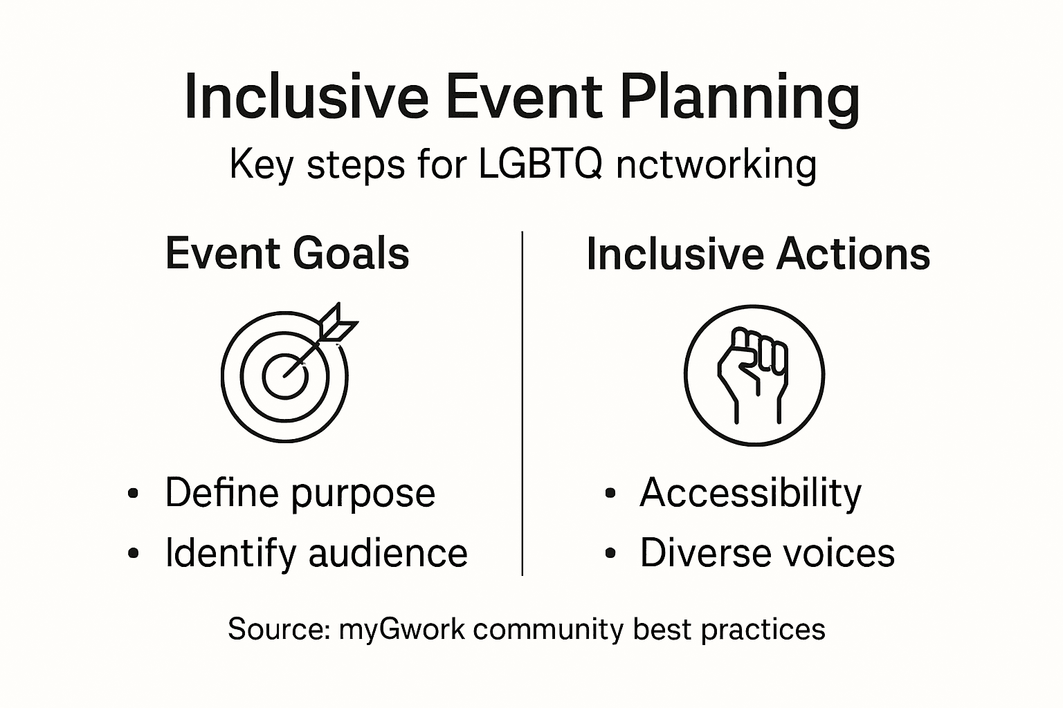Infographic showing inclusive LGBTQ event planning steps