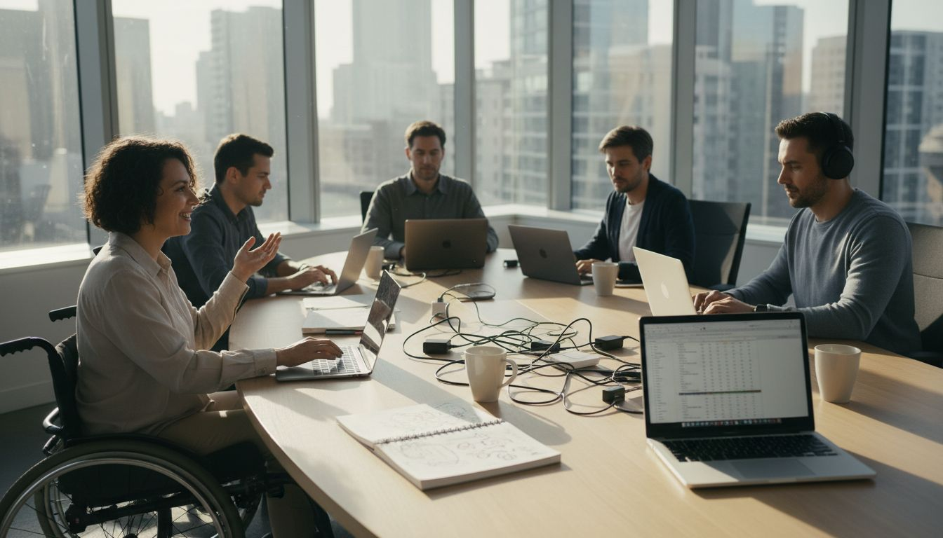 Group of tech workers in accessible office