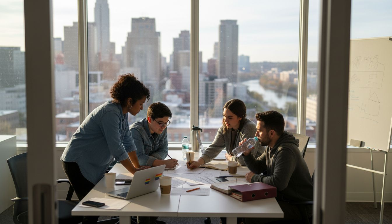 Diverse team in inclusive workplace meeting