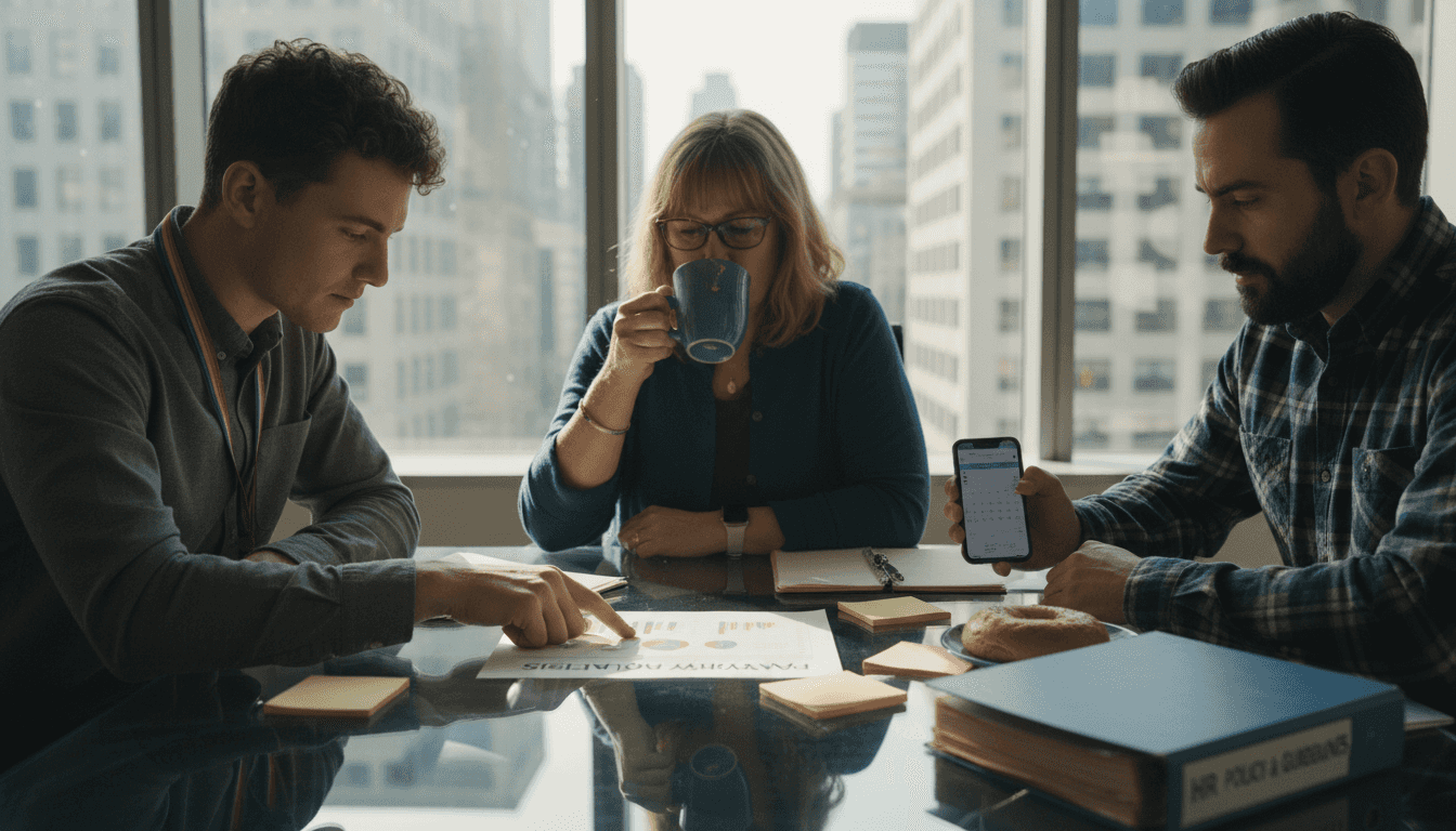 Team meets for salary transparency discussion