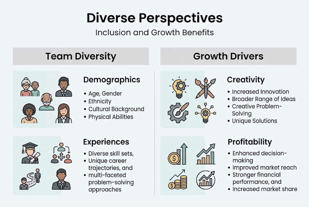 Infographic on benefits of diverse perspectives