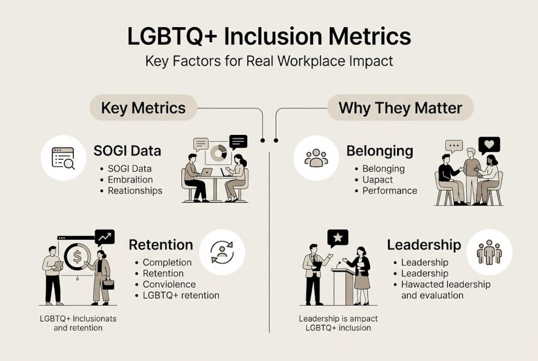 Infographic showing LGBTQ+ inclusion metrics and impact