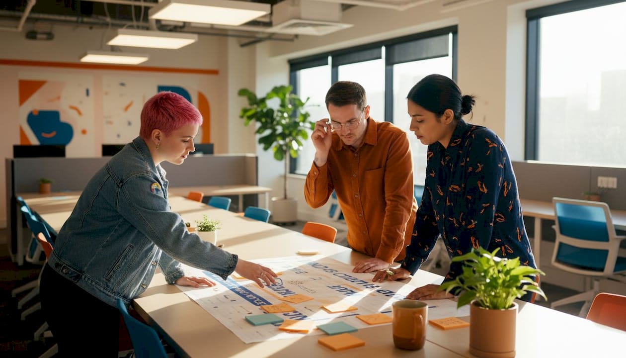 Inclusive team collaborating in shared office