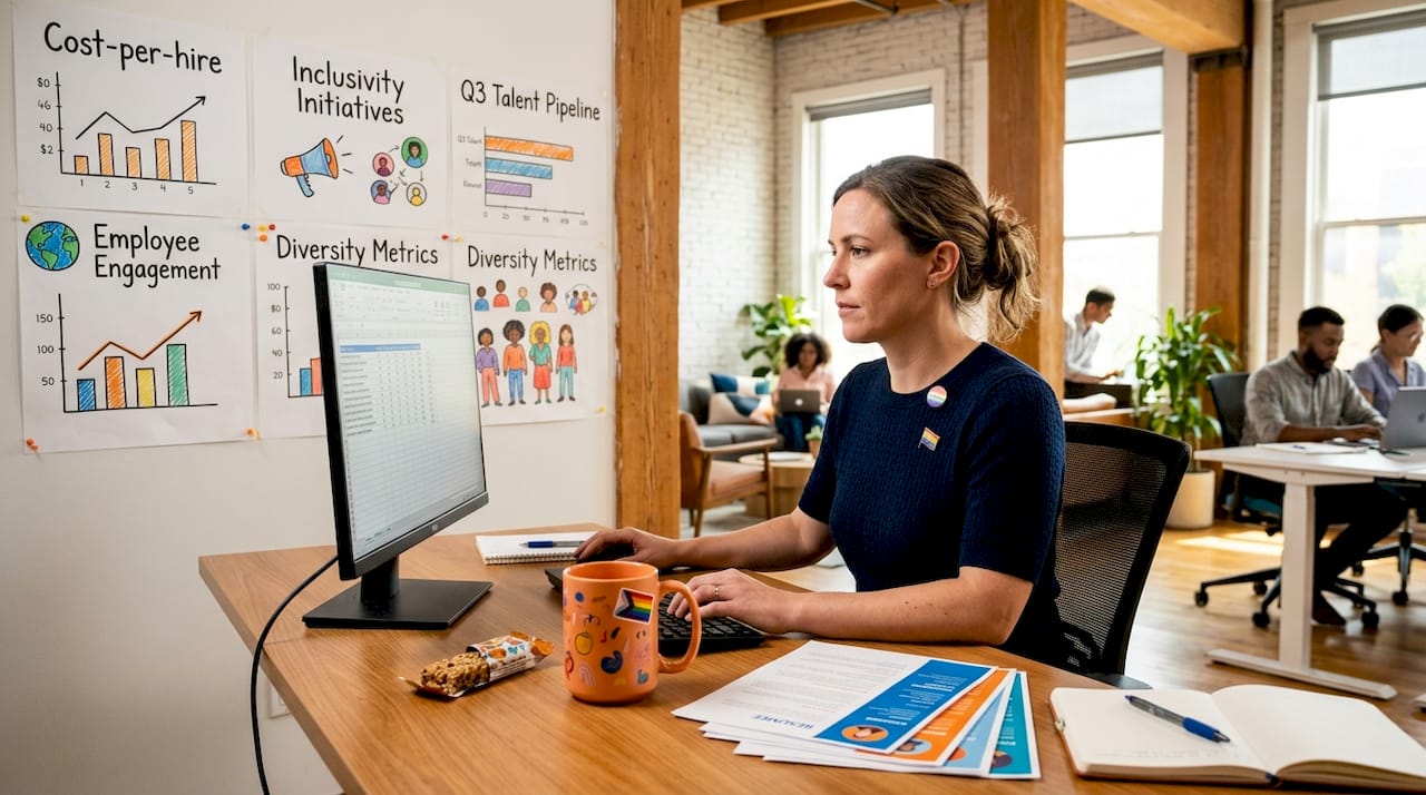 HR manager analyzing cost-per-hire data