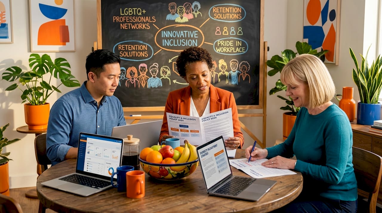 HR leaders discussing equality policies in office