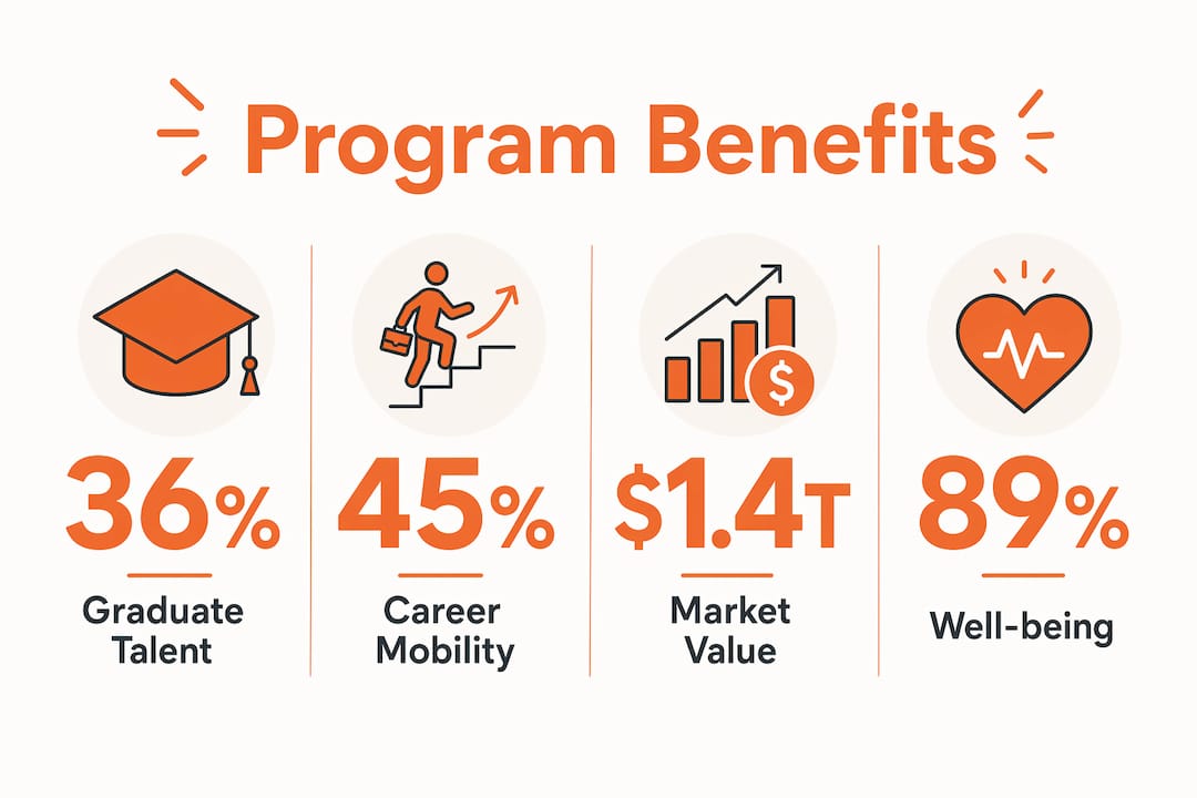 Infographic showing key statistics on LGBTQ+ program benefits