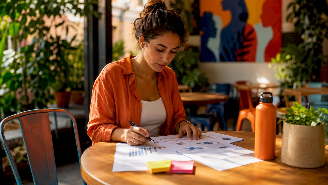 Recruiter reviewing hiring efficiency charts
